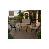 Dekoroom's DURU 2-1-1 BAHÇE BALKON MOBİLYASI,SEHPALI,SİYAH İSKELET,KUMAŞ RENGİ 03 CAPPUCCİNO