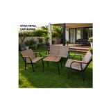 Dekoroom's DURU 2-1-1 BAHÇE BALKON MOBİLYASI,SEHPALI,SİYAH İSKELET,KUMAŞ RENGİ 03 CAPPUCCİNO