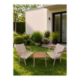 Dekoroom's Viento 1-1 Bahçe Balkon Mobilyası, Sehpalı, Capi Iskelet Kumaş Rengi 04 Cappuccino Ekoseli