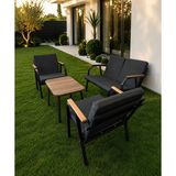 Dekoroom's VİENTO 2-1-1 BAHÇE BALKON MOBİLYASI,SEHPALI,KUMAŞ RENGİ 02 ANTRASİT EKOSELİ - Lacivert - 100 x 60