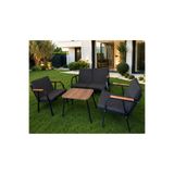Dekoroom's VİENTO 2-1-1 BAHÇE BALKON MOBİLYASI,SEHPALI,SİYAH İSKELET,KUMAŞ RENGİ 01 ANTRASİT