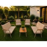 Dekoroom's Viento 2-2-1-1 Bahçe Balkon Mobilyası,sehpalı Capi Iskelet, - Cappuccino