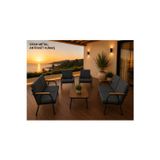 Dekoroom's VİENTO 2-2-1-1 BAHÇE BALKON MOBİLYASI,SEHPALI,SİYAH İSKELET,