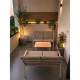 Dekoroom's Viento 2-2 Bahçe Balkon Mobilyası,sehpalı,capi Iskelet, Kumaş Rengi 04 Cappucino Ekoseli