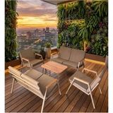 Dekoroom's Viento, Bahçe Mobilyası, 2 + 2 + 1 + 1, Sehpalı