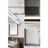 Dekoros Beyaz Kendinden Yapışkanlı Folyo Ahşap Panel Görünümlü Duvar ve Mobilya Kaplama Kağıdı 45x500cm 0145