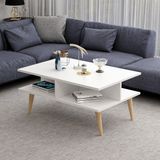 Dekorosso Ahşap Ayaklı Modern Dekoratif Orta Sehpa 90 cm Beyaz