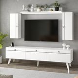 Dekorosso Andora Modern Tv Ünitesi Kitaplıklı Dolaplı Tv Sehpası Beyaz