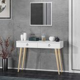 Dekorosso Arden Ahşap Ayaklı Kare Aynalı Modern Dekoratif Dresuar Beyaz 100 cm