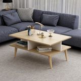 Dekorosso Polo Ahşap Ayaklı Modern Dekoratif Orta Sehpa 90 cm Beyaz-Safir Meşe - Beyaz - Meşe