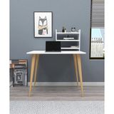 Dekorosso Pub Ahşap Ayaklı Çalışma Masası Yemek Masası Beyaz - Y: 75 cm D: 60 cm G: 90 cm