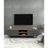Dekorosso Veco Modern Tv Ünitesi Ayaklı Ceviz-Antrasit - Ceviz - Antrasit