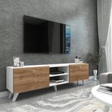 Dekorosso Veco Tv Ünitesi Ayaklı Beyaz-Ceviz - Beyaz - Ceviz
