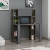 Dekorosso Vital Raflı Dolaplı Çalışma Masası Antrasit-Ceviz - Y: 135 cm D: 60 cm G: 110 cm