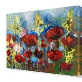 DekorSevgisi - Kırmızı Gelincikler Yağlı Boya Tablo - 90x60