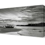DekorSevgisi - Siyah Beyaz Tekne ve Deniz Tablosu - 90x60