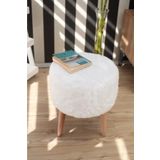 Dekortif Yuvarlak Beyaz Peluş Puf Pf10351925