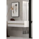 Dekortis Home Dekor 120DHDDR5BA Tedy Lazer Pleksi Desenli Duvara Monte Dresuar Beyaz-Altın - Beyaz - Altın