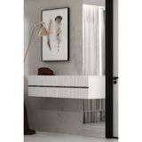 Dekortis Home Dekor 120DHDDR5BG Tedy Lazer Pleksi Desenli Duvara Monte Dresuar Beyaz-Gümüş - Beyaz - Gümüş