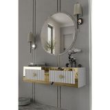 Dekortis Home Dekor 120DHDDRA4BA Lina Lazer Pleksi Desenli Dresuar Beyaz-Altın - Beyaz - Altın