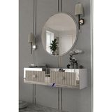 Dekortis Home Dekor 120DHDDRA4BTG Lina Lazer Pleksi Desenli Dresuar Beyaz-Traverten-Gümüş - Beyaz - Traverten - Silver