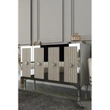 Dekortis Home Dekor 120DHDK4BTG Lina Lazer Pleksi Desen Konsol ve Tv Sehpası, Ünitesi Beyaz-Traverten-Gümüş