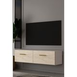 Dekortis Home Dekor 120DHDTDA2BTA Eros Duvara Monte Tv Sehpası Beyaz-Traverten-Altın - Beyaz - Traverten - Gold