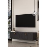 Dekortis Home Dekor 120DHDTDA3AA Hera Lazer Desenli Duvara Monte Tv Sehpası Antrasit-Altın - Antrasit - Altın