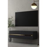 Dekortis Home Dekor 120DHDTDA5AA Tedy Lazer Pleksi Desenli Duvara Monte Tv Sehpası Antrasit-Altın - Antrasit - Altın
