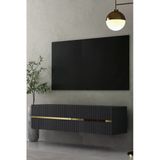 Dekortis Home Dekor 120Dhdtda5aa Tedy Lazer Pleksi Desenli Duvara Monte Tv Sehpası Antrasit-Altın