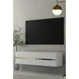 Dekortis Home Dekor 120Dhdtda5ba Tedy Lazer Pleksi Desenli Duvara Monte Tv Sehpası Beyaz-Altın