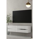Dekortis Home Dekor 120DHDTDA5BG Tedy Lazer Pleksi Desenli Duvara Monte Tv Sehpası Beyaz-Gümüş - Beyaz - Gümüş