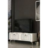 Dekortis Home Dekor 120Dhdts3bg Hera Lazer Desenli Tv Sehpası Beyaz-Gümüş