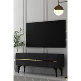 Dekortis Home Dekor 120DHDTS5AA Tedy Lazer Pleksi Desenli Tv Sehpası Antrasit-Altın - Antrasit - Altın