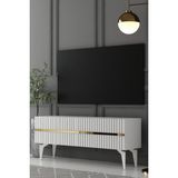Dekortis Home Dekor 120DHDTS5BA Tedy Lazer Pleksi Desenli Tv Sehpası Beyaz-Altın - Beyaz - Altın