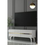 Dekortis Home Dekor 120Dhdts5ba Tedy Lazer Pleksi Desenli Tv Sehpası Beyaz-Altın
