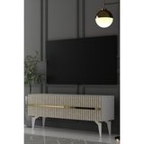Dekortis Home Dekor 120DHDTS5BTA Tedy Lazer Pleksi Desenli Tv Sehpası Beyaz-Traverten-Altın - Beyaz - Traverten - Gold