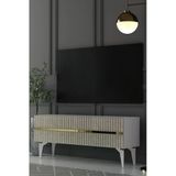 Dekortis Home Dekor 120Dhdts5bta Tedy Lazer Pleksi Desenli Tv Sehpası Beyaz-Traverten-Altın