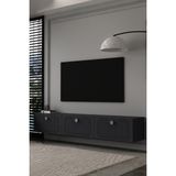 Dekortis Home Dekor 180DHDTDA3AG Hera Lazer Desenli Duvara Monte Tv Sehpası,ünitesi Antrasit-Gümüş - Antrasit - Gümüş