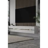 Dekortis Home Dekor 180Dhdtda5ba Tedy Duvara Monte Pleksi Lazer Desen Tv Sehpası Beyaz-Altın