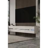 Dekortis Home Dekor 180Dhdtda5bg Tedy Duvara Monte Pleksi Lazer Desen Tv Sehpası Beyaz-Gümüş