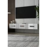 Dekortis Home Dekor 180Dhdtda8bg Luna Duvara Monte Pleksi Lazer Desen Tv Sehpası Beyaz-Gümüş