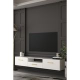 Dekortis Home Dekor 180DHDTDAÇ2BA Eros Duvara Monte Tv Sehpası,ünitesi Beyaz-Altın - Beyaz - Altın
