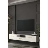 Dekortis Home Dekor 180Dhdtdaç2ba Eros Duvara Monte Tv Sehpası,Ünitesi Beyaz-Altın