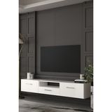 Dekortis Home Dekor 180DHDTDAÇ2BG Eros Duvara Monte Tv Sehpası,ünitesi Beyaz-Gümüş - Beyaz - Gümüş