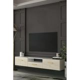 Dekortis Home Dekor 180Dhdtdaç2bta Eros Duvara Monte Tv Sehpası,Ünitesi Beyaz-Traverten-Altın