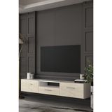 Dekortis Home Dekor 180DHDTDAÇ2BTG Eros Duvara Monte Tv Sehpası,ünitesi Beyaz-Traverten-Gümüş - Beyaz - Traverten - Silver
