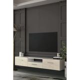 Dekortis Home Dekor 180Dhdtdaç2btg Eros Duvara Monte Tv Sehpası,Ünitesi Beyaz-Traverten-Gümüş