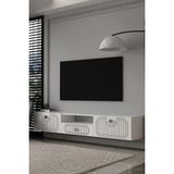 Dekortis Home Dekor 180DHDTDAÇ3 Hera Lazer Desenli Duvara Monte Tv Sehpası,ünitesi - Beyaz - Gümüş