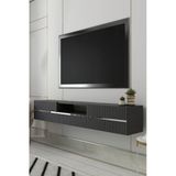 Dekortis Home Dekor 180Dhdtdaç5ag Tedy Duvara Monte Pleksi Lazer Desen Kapaklı Tv Sehpası Antrasit-Gümüş